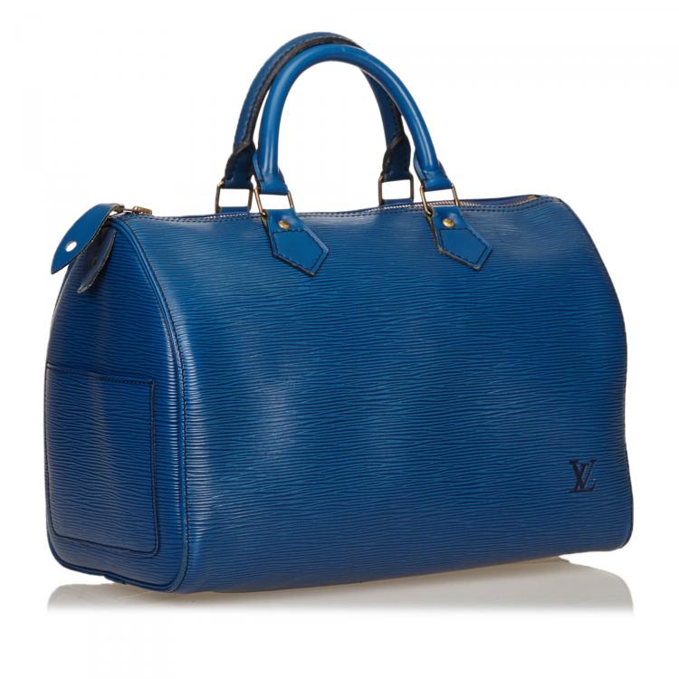 LOUIS VUITTON EPI Leather Blue Speedy 30 Satchel Bag