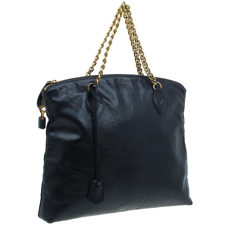 Pre Owned Louis Vuitton Black Cuir Boudoir Leather Lockit Chain Tote Bag