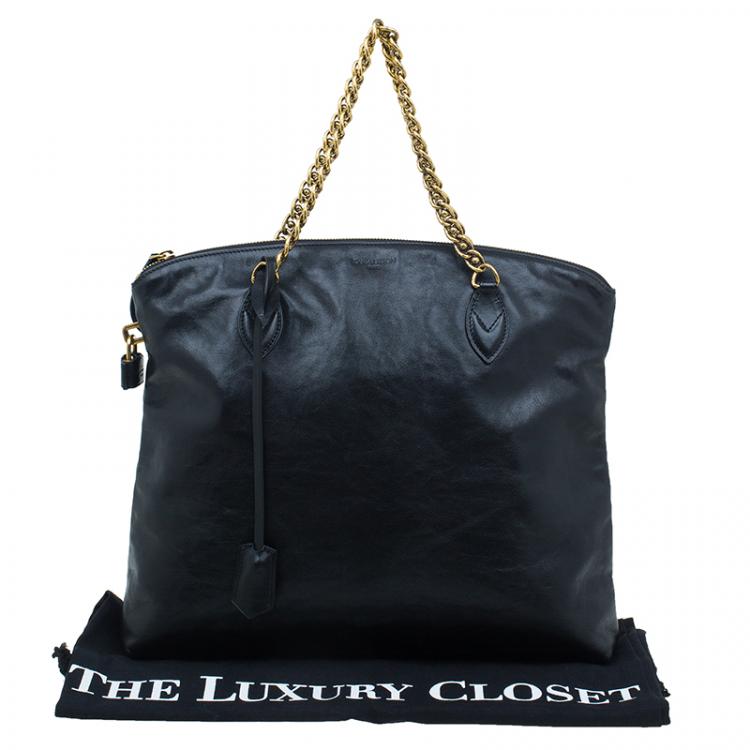 Pre Owned Louis Vuitton Black Cuir Boudoir Leather Lockit Chain Tote Bag