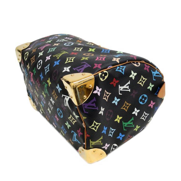 Pre Owned Louis Vuitton Black Monogram Multicolor Speedy 30