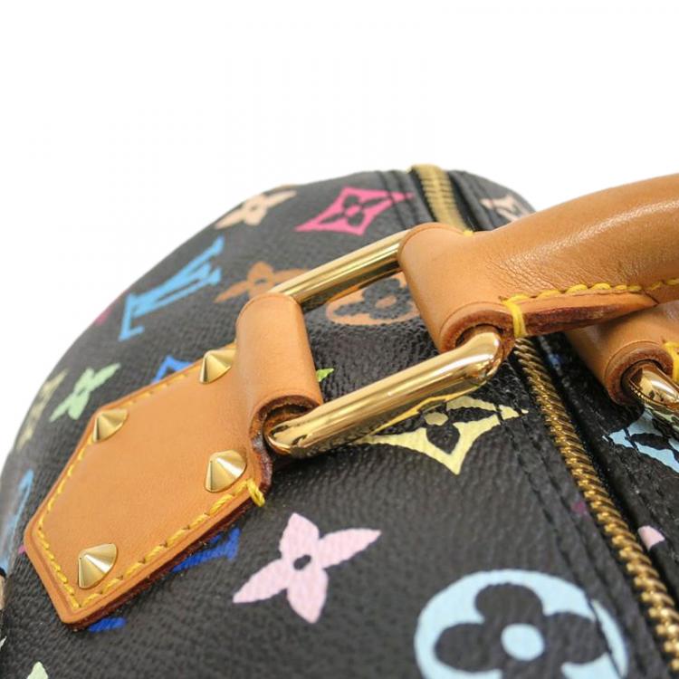 Pre Owned Louis Vuitton Black Monogram Multicolor Speedy 30