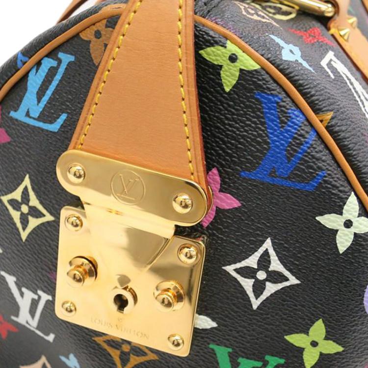 Pre Owned Louis Vuitton Black Monogram Multicolor Speedy 30
