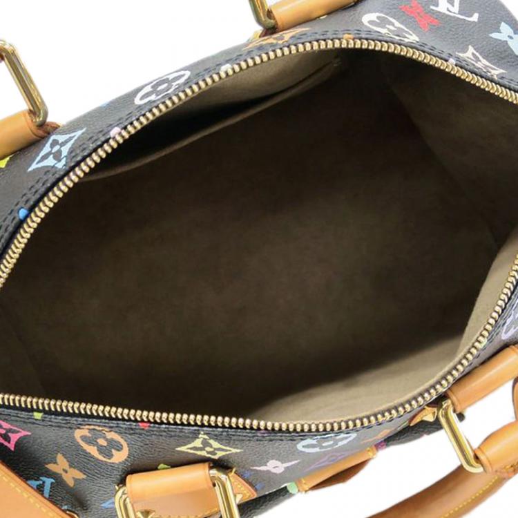 Pre Owned Louis Vuitton Black Monogram Multicolor Speedy 30