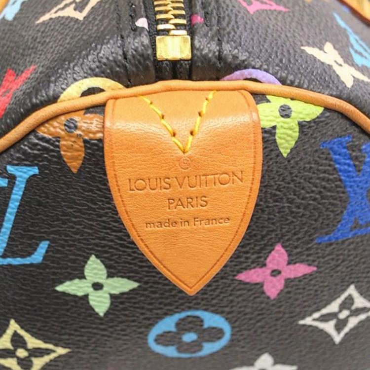 Pre Owned Louis Vuitton Black Monogram Multicolor Speedy 30