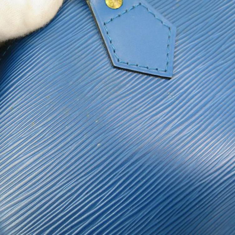 Pre Owned Louis Vuitton Toledo Blue Epi Leather Speedy 30