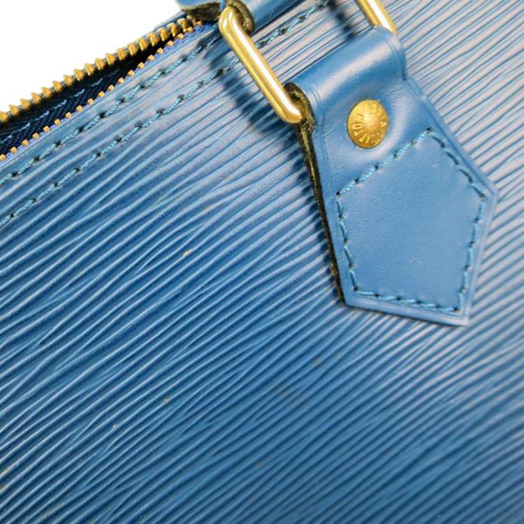 Pre Owned Louis Vuitton Toledo Blue Epi Leather Speedy 30