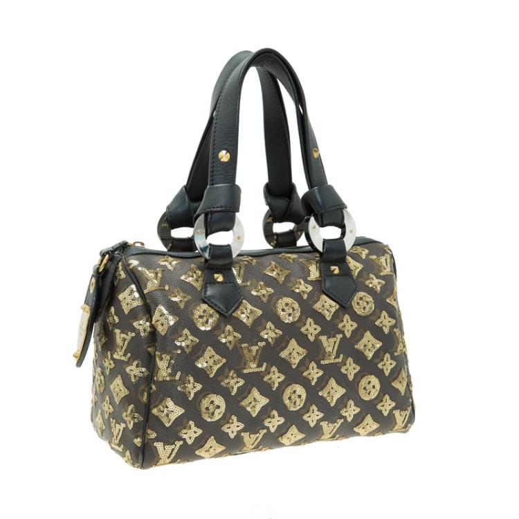 Pre Owned Louis Vuitton Limited Edition Gold Monogram Eclipse Speedy 28