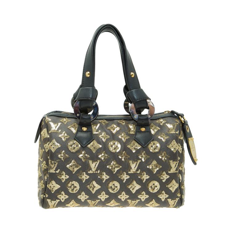 Pre Owned Louis Vuitton Limited Edition Gold Monogram Eclipse Speedy 28