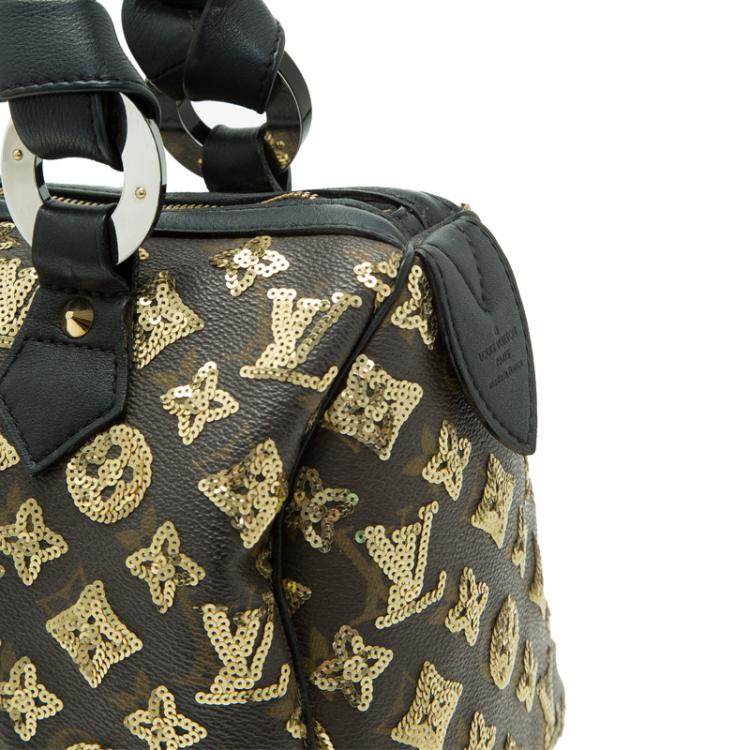 Pre Owned Louis Vuitton Limited Edition Gold Monogram Eclipse Speedy 28