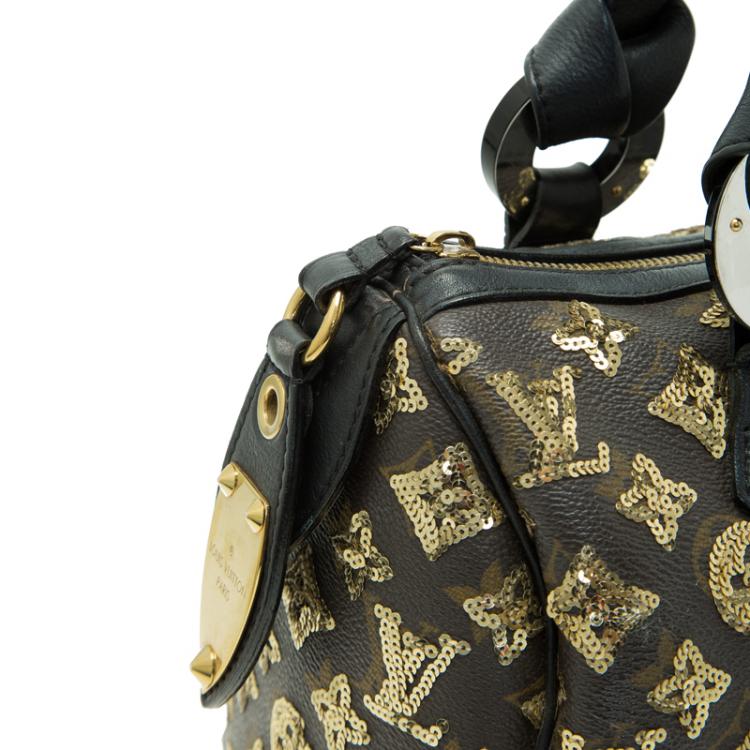 Pre Owned Louis Vuitton Limited Edition Gold Monogram Eclipse Speedy 28