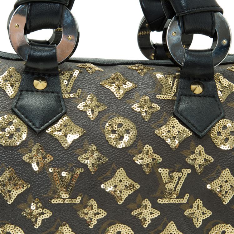 Pre Owned Louis Vuitton Limited Edition Gold Monogram Eclipse Speedy 28