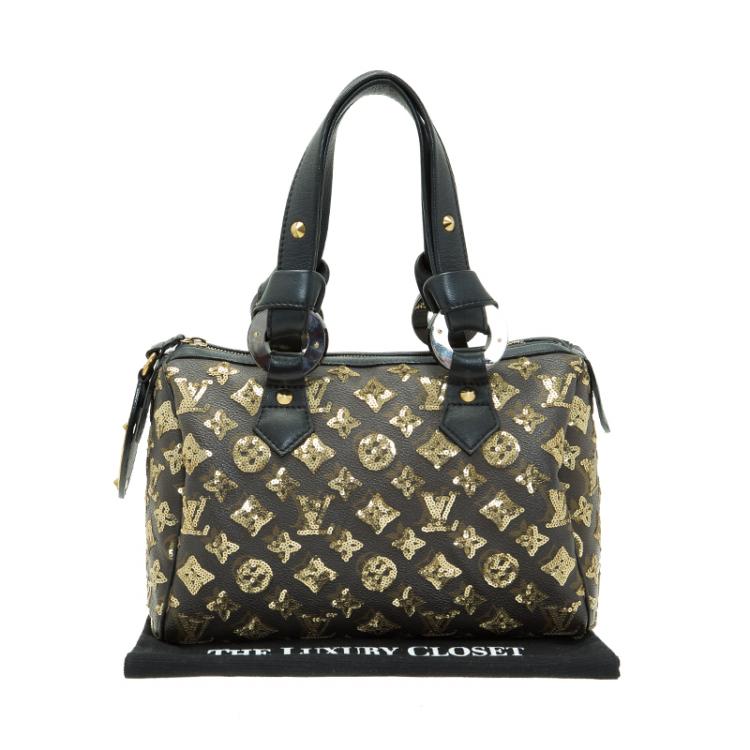 Pre Owned Louis Vuitton Limited Edition Gold Monogram Eclipse Speedy 28