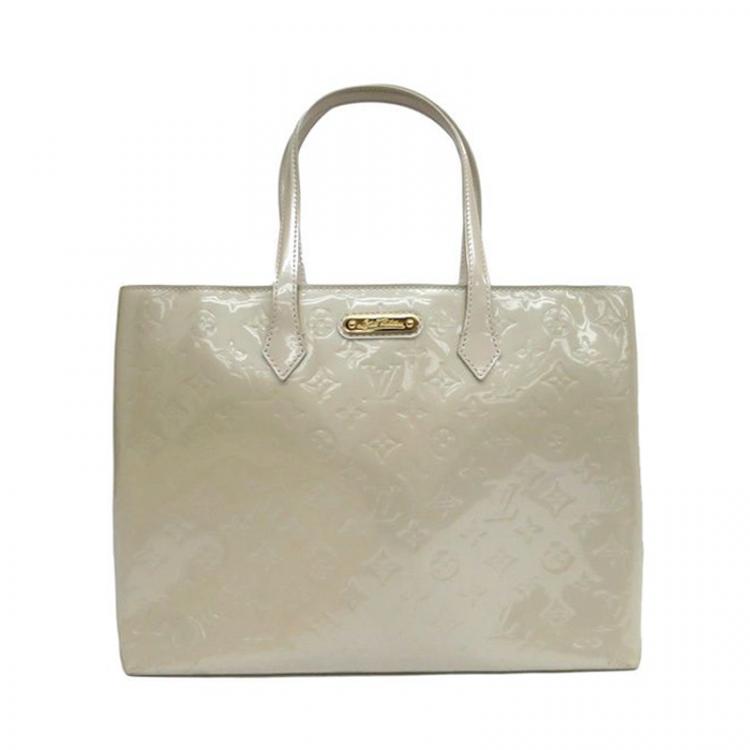 Louis Vuitton White Monogram Vernis Leather Wilshire MM Tote Bag, Designer  Brand, Authentic Louis Vuitton