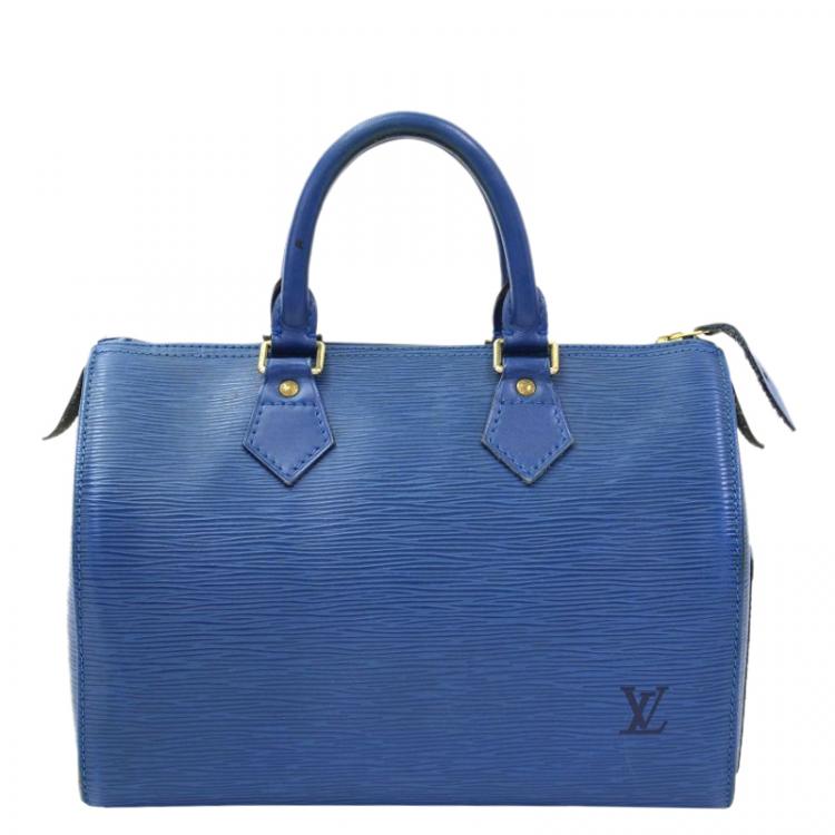 Pre Owned Louis Vuitton Toledo Blue Epi Leather Speedy 25