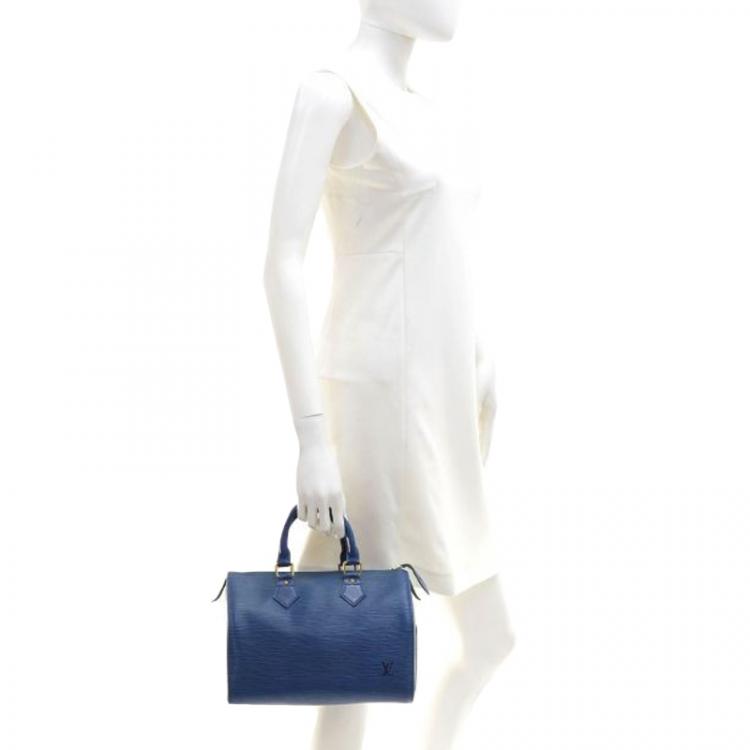 Pre Owned Louis Vuitton Toledo Blue Epi Leather Speedy 25