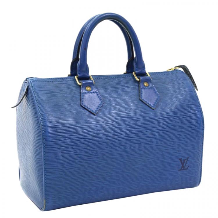 Pre Owned Louis Vuitton Toledo Blue Epi Leather Speedy 25