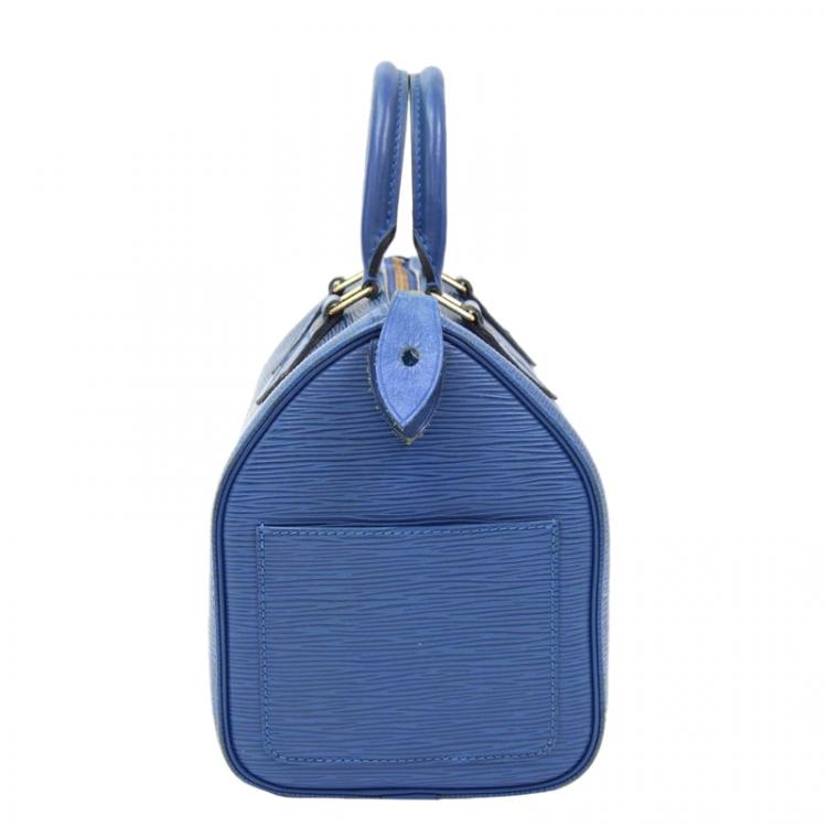 Pre Owned Louis Vuitton Toledo Blue Epi Leather Speedy 25