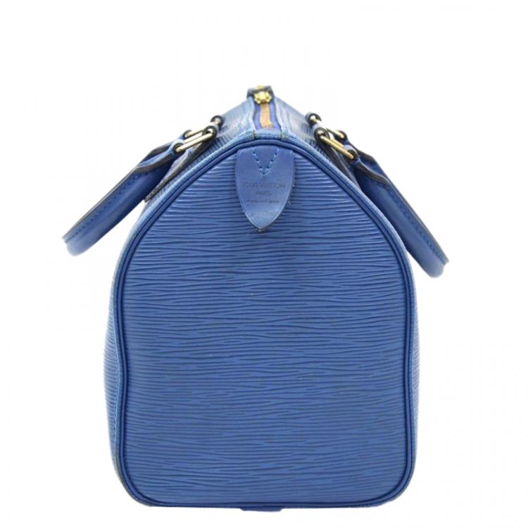 Pre Owned Louis Vuitton Toledo Blue Epi Leather Speedy 25