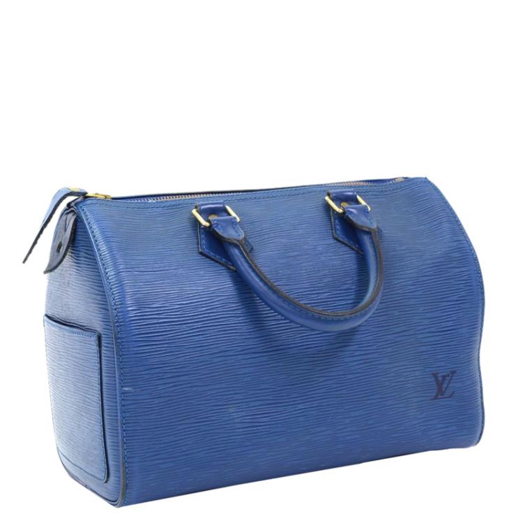 Pre Owned Louis Vuitton Toledo Blue Epi Leather Speedy 25