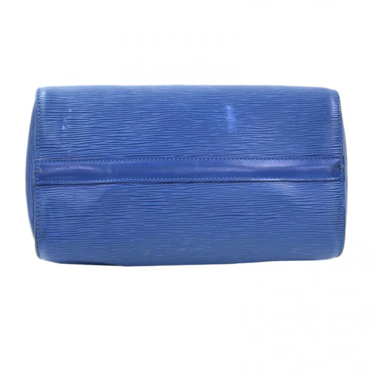 Pre Owned Louis Vuitton Toledo Blue Epi Leather Speedy 25