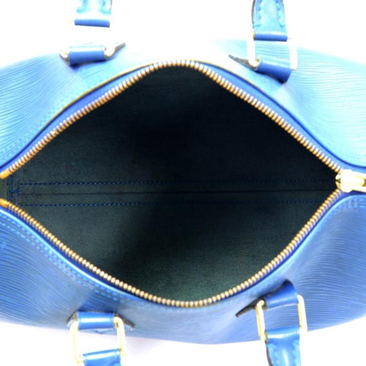 Pre Owned Louis Vuitton Toledo Blue Epi Leather Speedy 25