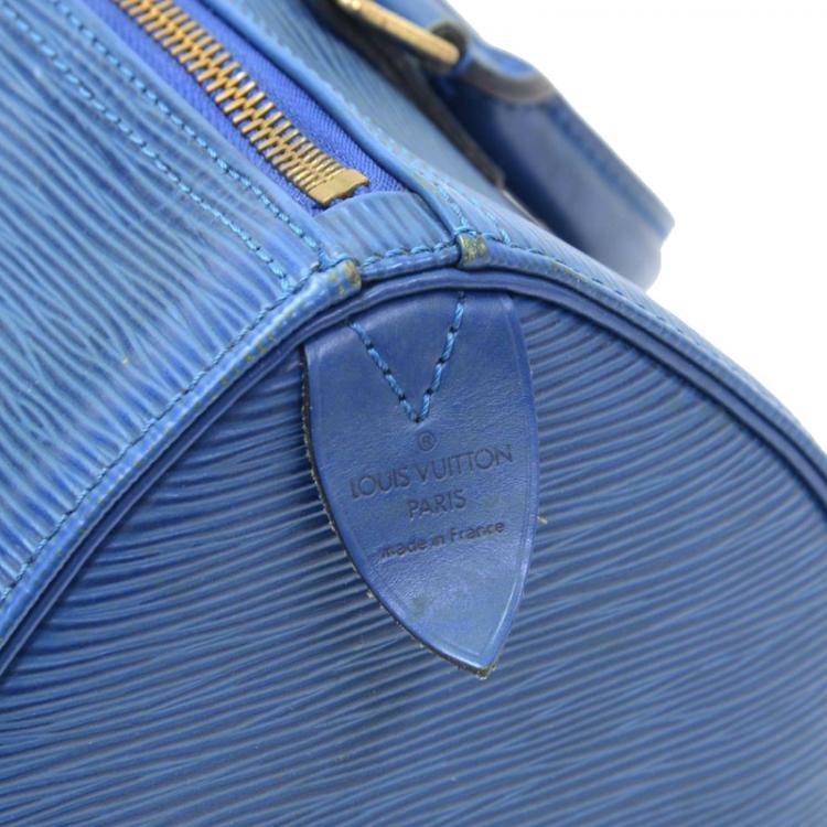 Pre Owned Louis Vuitton Toledo Blue Epi Leather Speedy 25