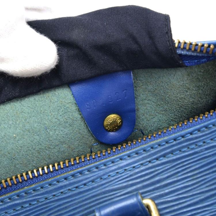 Pre Owned Louis Vuitton Toledo Blue Epi Leather Speedy 25