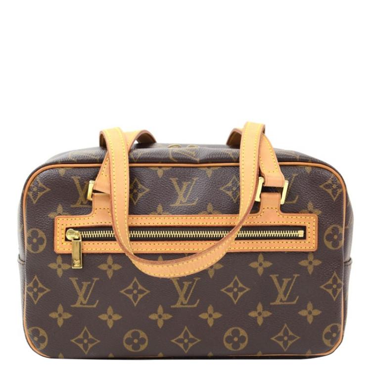 LOUIS VUITTON MONOGRAM CITE SHOULDER BAG, traditional brown monogram canvas  with leather trim and pale gold tone hardware, double zip closure at the top  and zippered front pocket, 25cm x 18cm H