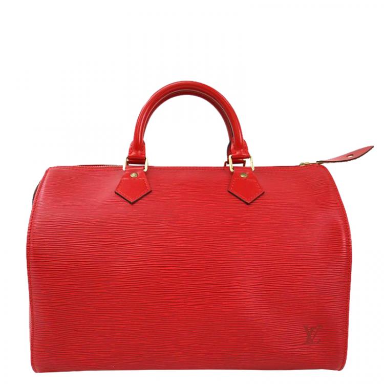 LOUIS VUITTON Authentic Women's Epi Speedy 30 Red Hand Bag Zipper Leather
