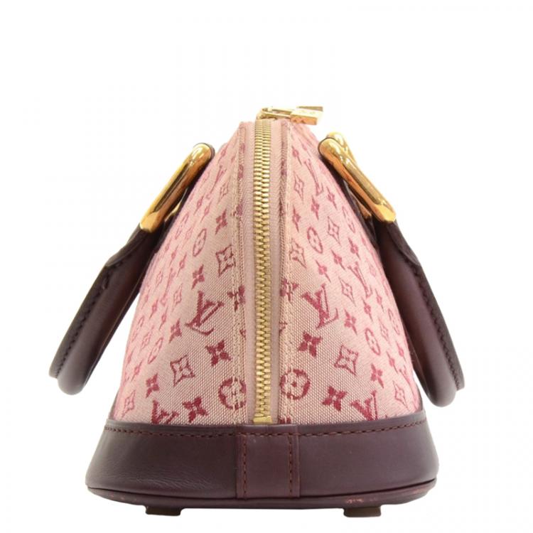 Pre Owned Louis Vuitton Red Monogram Mini Lin Alma Long Top Handle Bag