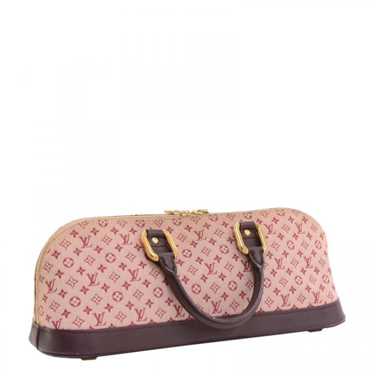 Pre Owned Louis Vuitton Red Monogram Mini Lin Alma Long Top Handle Bag