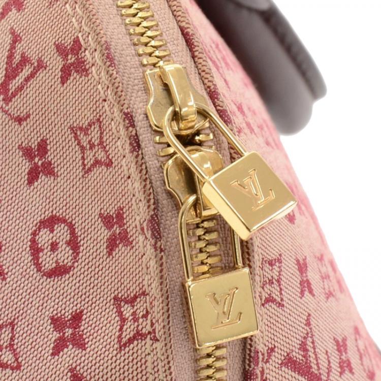 Pre Owned Louis Vuitton Red Monogram Mini Lin Alma Long Top Handle Bag