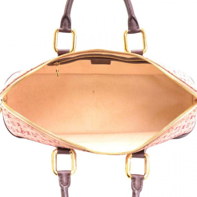 Pre Owned Louis Vuitton Red Monogram Mini Lin Alma Long Top Handle Bag