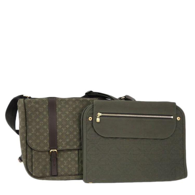 Pre Owned Louis Vuitton Khaki Monogram Mini Lin Sac Maman Messenger Bag