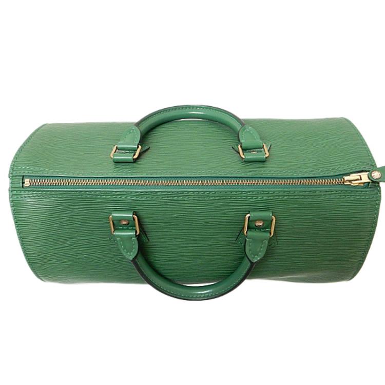 Pre Owned Louis Vuitton Borneo Green Epi Leather Speedy 30