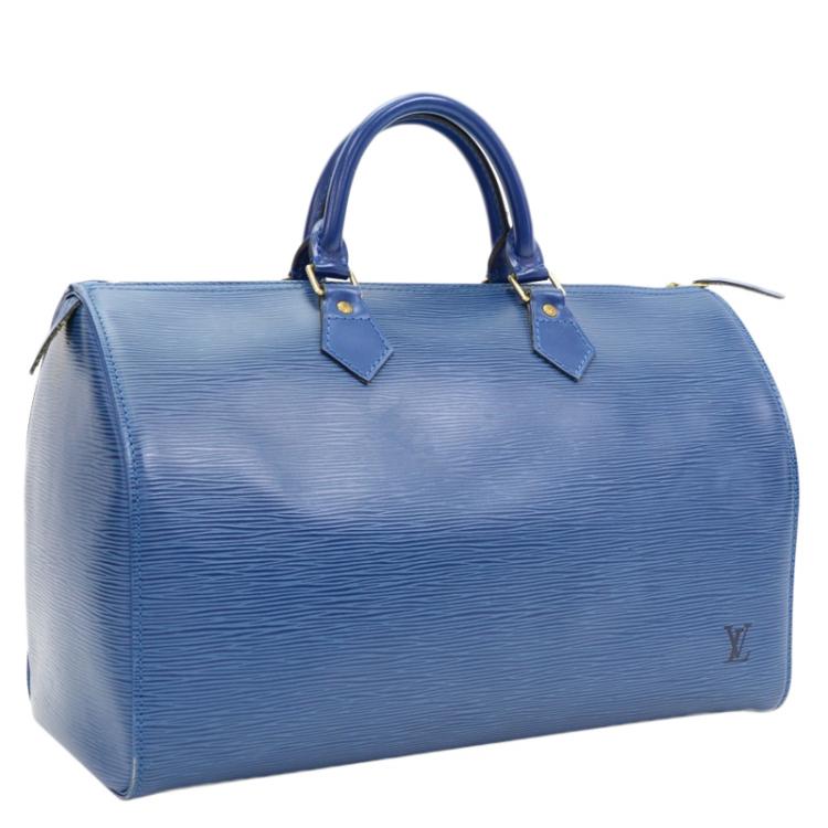 Pre Owned Louis Vuitton Toledo Blue Epi Leather Speedy 35