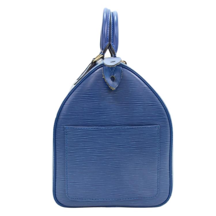 Pre Owned Louis Vuitton Toledo Blue Epi Leather Speedy 35