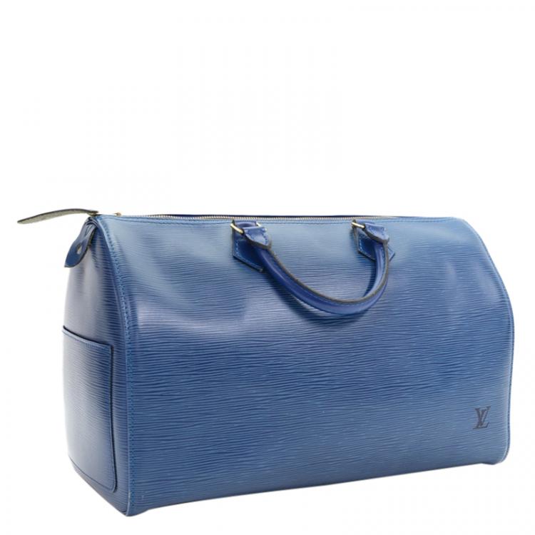 Pre Owned Louis Vuitton Toledo Blue Epi Leather Speedy 35