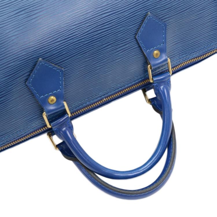 Pre Owned Louis Vuitton Toledo Blue Epi Leather Speedy 35