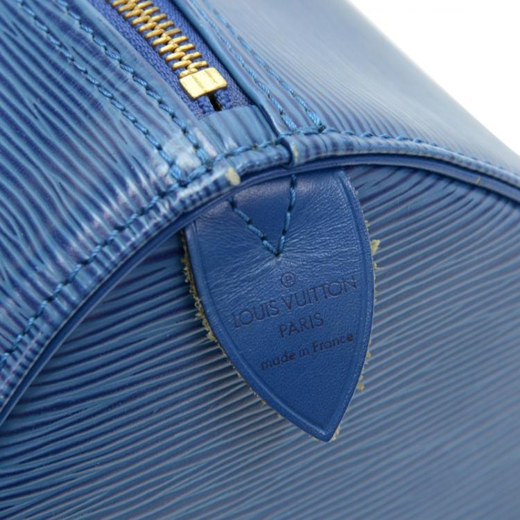Pre Owned Louis Vuitton Toledo Blue Epi Leather Speedy 35