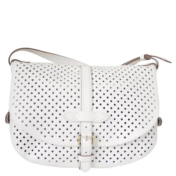 Louis Vuitton White Perforated Leather Saumur Bag