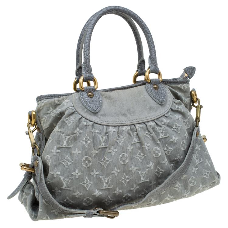 Pre Owned Louis Vuitton Grey Monogram Denim Neo Cabby MM Bag