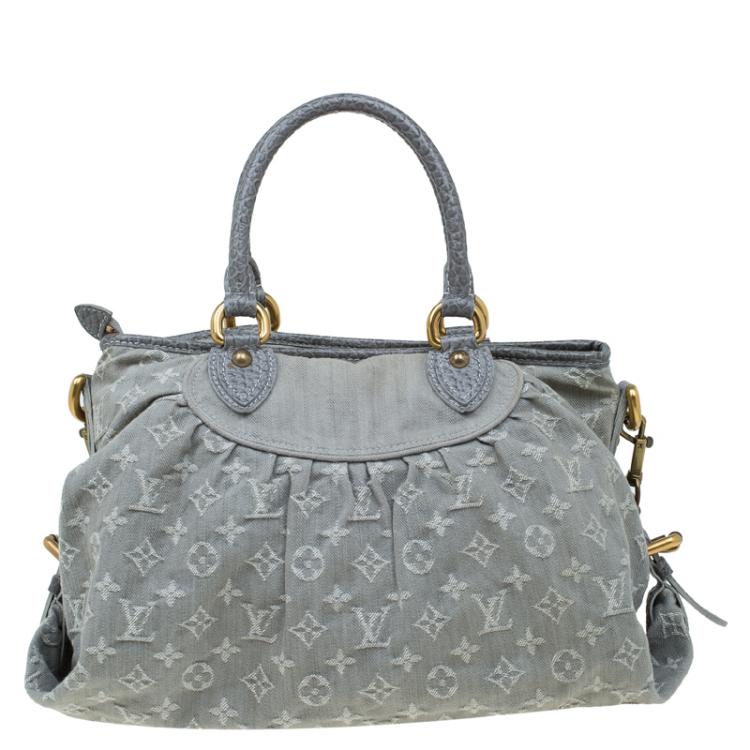 Pre Owned Louis Vuitton Grey Monogram Denim Neo Cabby MM Bag