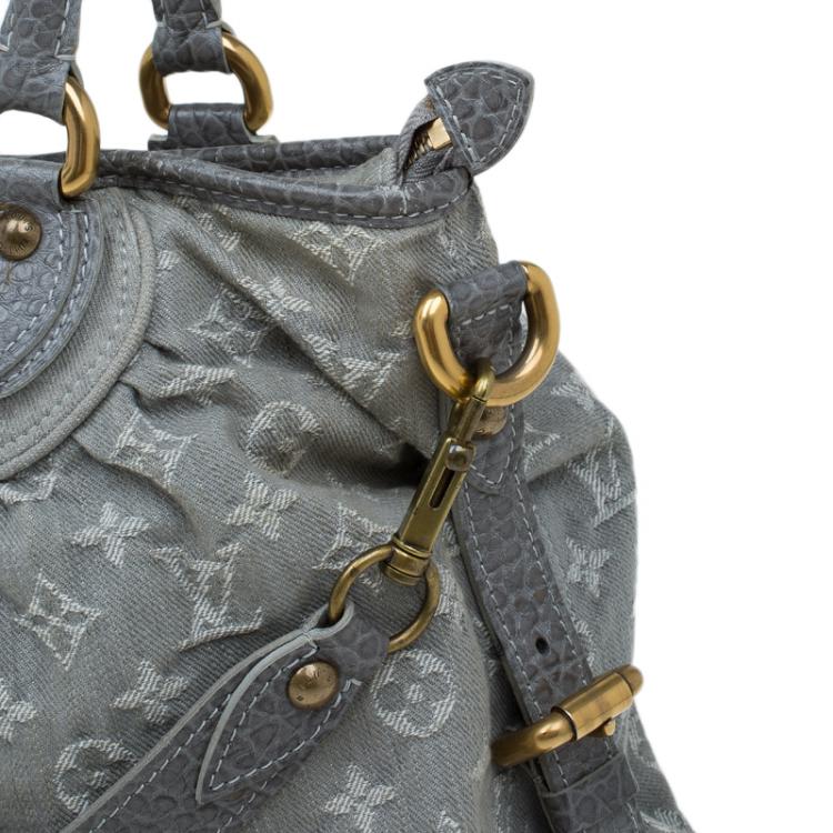Pre Owned Louis Vuitton Grey Monogram Denim Neo Cabby MM Bag