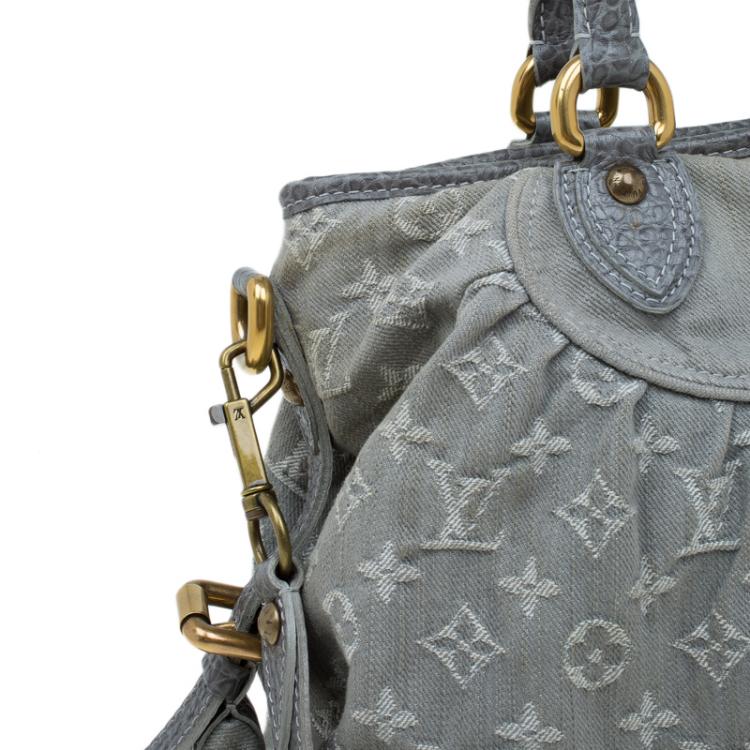 Pre Owned Louis Vuitton Grey Monogram Denim Neo Cabby MM Bag