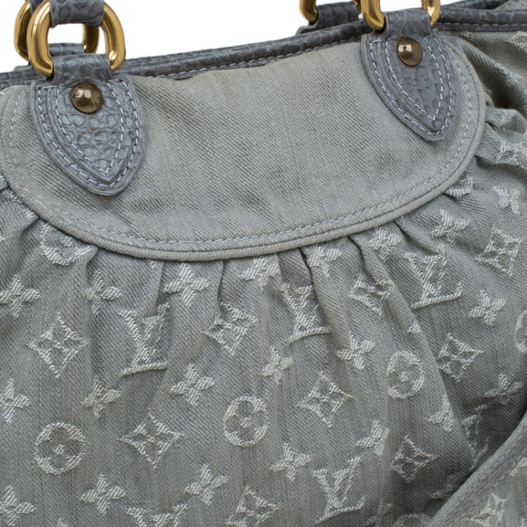 Pre Owned Louis Vuitton Grey Monogram Denim Neo Cabby MM Bag
