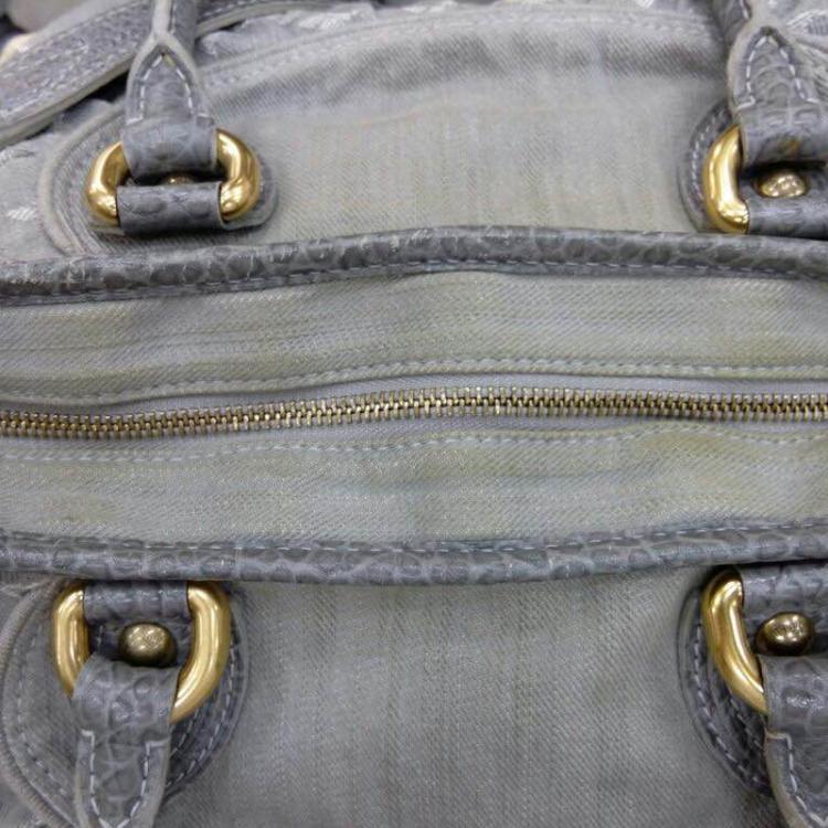Pre Owned Louis Vuitton Grey Monogram Denim Neo Cabby MM Bag