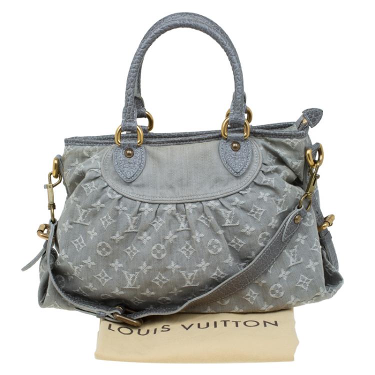 Pre Owned Louis Vuitton Grey Monogram Denim Neo Cabby MM Bag