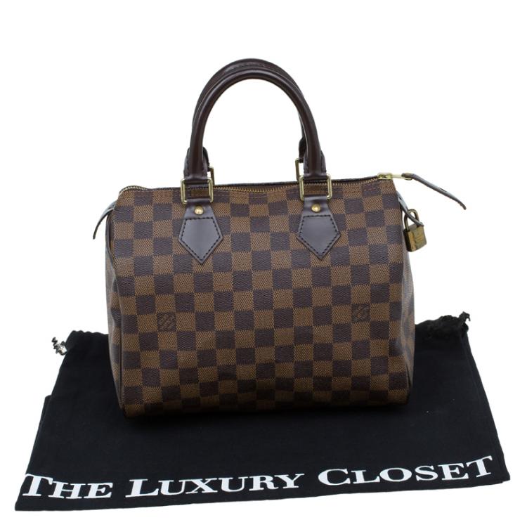 Pre Owned Louis Vuitton Damier Ebene Canvas Speedy 25 Bag