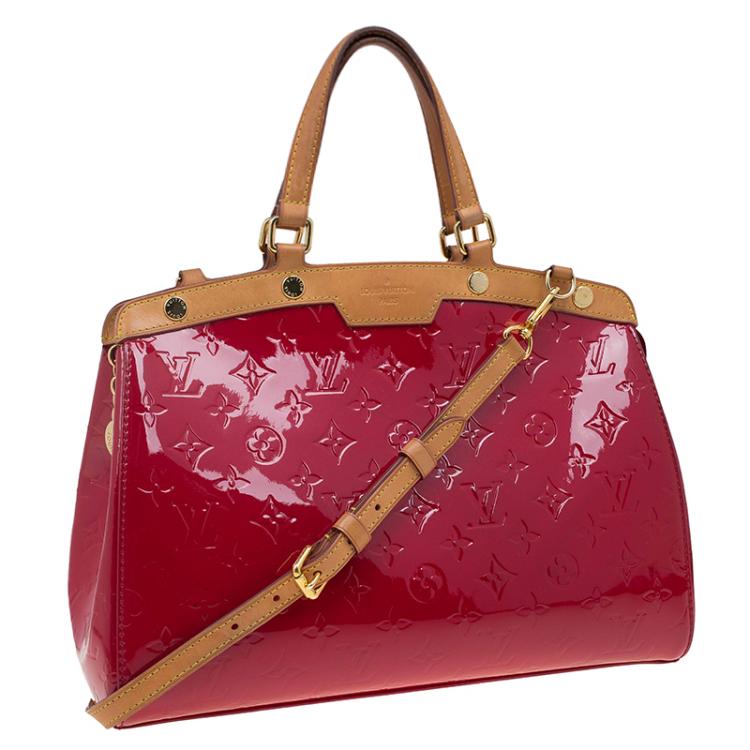 Pre Owned Louis Vuitton Rouge Grenadine Monogram Vernis Brea MM Bag